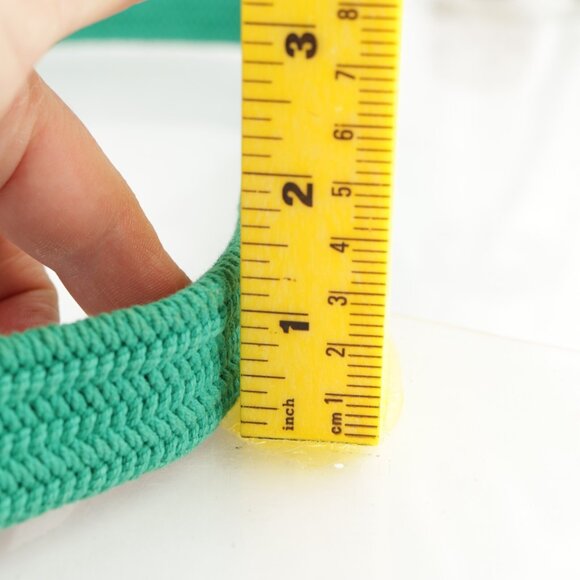 Talbots Womens Belt Size XL Extra Large Kelly Green Woven Elastic Leather Tip - Picture 7 of 13